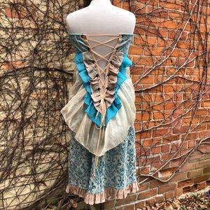 Gold Turquoise Layer Cake Dress EMBODY Upcycled